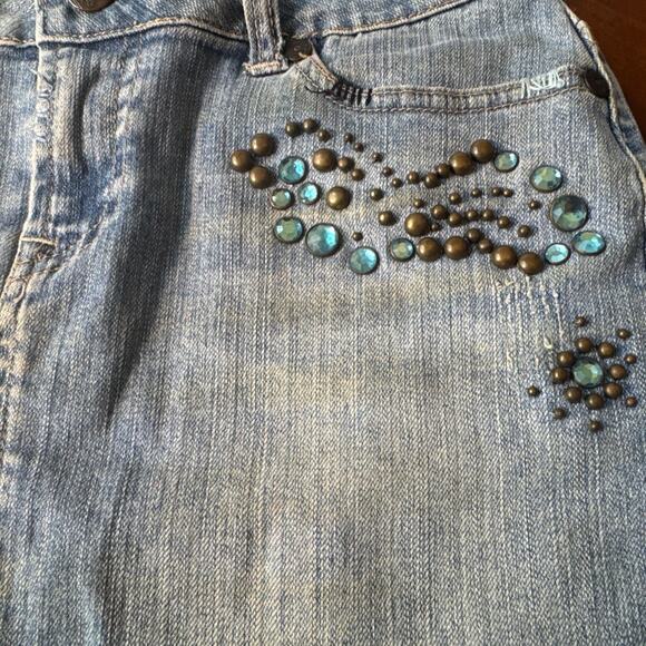 Candies Denim Mini Skirt Embellished Studs And Rinestone - Picture 9 of 13